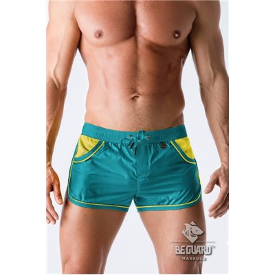 Maskulo - BeGuard Nylon Club Shorts with Contrasting Mesh Inserts Blue