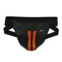 Addikt Leather Jockstrap Zip: Black & Orange