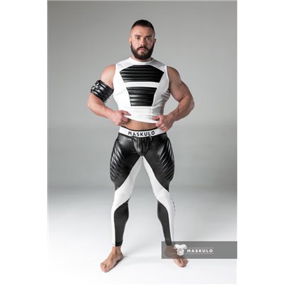 MASKULO - Men's Fetish Leggings Codpiece Zipped Rear White