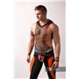 MASKULO - Men's Fetish Leggings Codpiece Zipped Rear Neon Orange