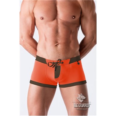 MASKULO - BeGuard Swimming Trunks with Zip Imitation on the Front Orange