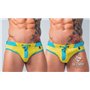 MASKULO - BeGuard Swimming Briefs with Zip Imitation on the Front Yellow