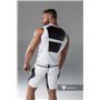 MASKULO - Men's Fetish Shorts Codpiece Zippered rear Full Thigh Pads White