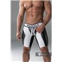 MASKULO - Men's Fetish Shorts Codpiece Zippered rear Full Thigh Pads White