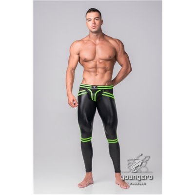 MASKULO - Men's Fetish Leggings Codpiece Open Rear Neon Green