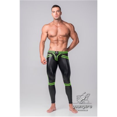 MASKULO - Men's Fetish Leggings Codpiece Zippered Rear Neon Green