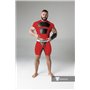 MASKULO - Armored Men's Fetish T-Shirt Spandex Front Pads Red