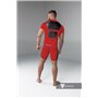 MASKULO - Armored Men's Fetish T-Shirt Spandex Front Pads Red