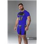 MASKULO - Armored Men's Fetish T-Shirt Spandex Front Pads Royal Blue