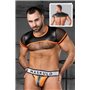 MASKULO - Men's Fetish Crop Top Mesh Sleeves Neon Orange