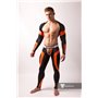 MASKULO - Men's Fetish Crop Top Spandex Long Sleeves Neon Orange