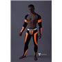 MASKULO - Men's Fetish Crop Top Spandex Long Sleeves Neon Orange