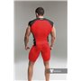 MASKULO - Men's Fetish Top Spandex Shoulder Lacing Red