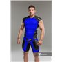 MASKULO - Men's Fetish Top Spandex Shoulder Lacing Royal Blue