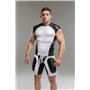 MASKULO - Men's Fetish Top Spandex Shoulder Lacing White