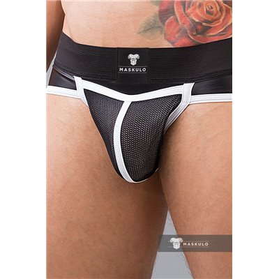 MASKULO - Briefs Mesh Codpiece Open Rear White