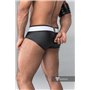 MASKULO - Rubber look Briefs Detachable pouch Zippered rear Black