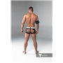 MASKULO - Rubber Look Trunks Detachable pouch Open Rear Black