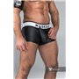 MASKULO - Rubber Look Trunks Detachable Pouch Black