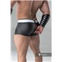 MASKULO - Rubber look Trunks Detachable pouch Zippered rear Black