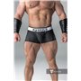 MASKULO - Rubber look Trunks Detachable pouch Zippered rear Black