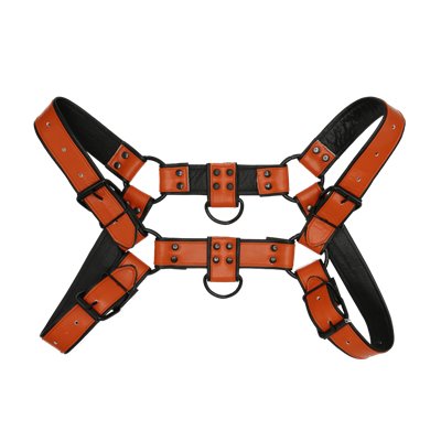 Addikt Smooth Leather Bulldog Harness: Orange