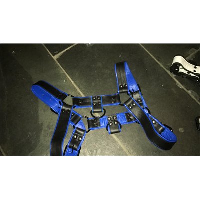 Bulldog Leather Harness Black/Blue