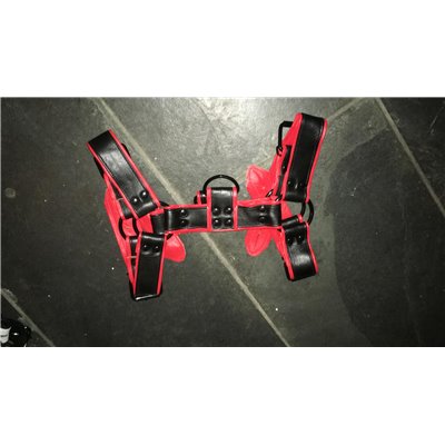 Bulldog Leather Harness Black/Red