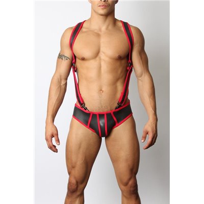 Gunner Neoprene Lace Up Jock Brief Red