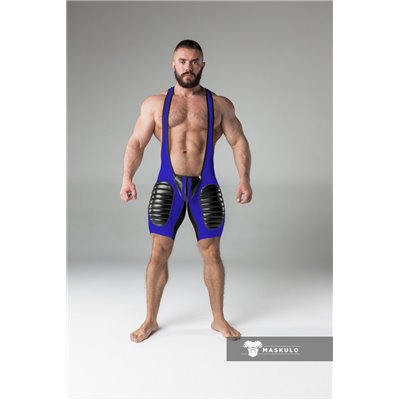 MASKULO - Wrestling Singlet Codpiece Thigh Pads Royal Blue