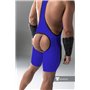 MASKULO - Wrestling Singlet Codpiece Open Rear Thigh Pads Royal Blue