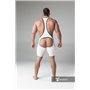 MASKULO - Wrestling Singlet Codpiece Open Rear Thigh Pads White