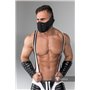 MASKULO - Wrestling Singlet Codpiece Open Rear Thigh Pads White