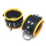 Leather handcuff - Black/Yellow