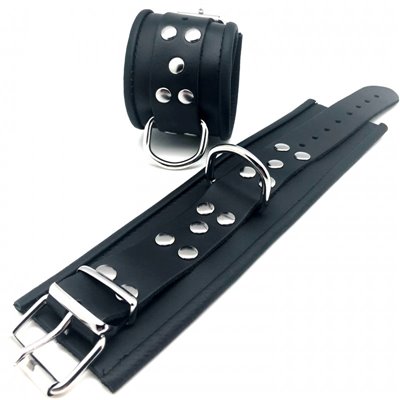 Leather handcuff - Black/Black