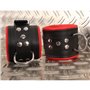 Leather handcuff - Padding - Black/Red