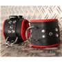 Leather handcuff - Padding - Black/Red