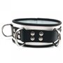 Leather collar- 3D ring - White/Black