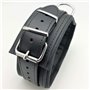 Leather collar - padding - 3D ring - Black/Black