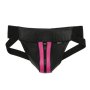 Addikt Leather Jockstrap Zip: Black & Pink