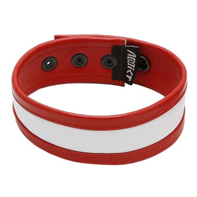 Addikt Leather Armband: White & Red